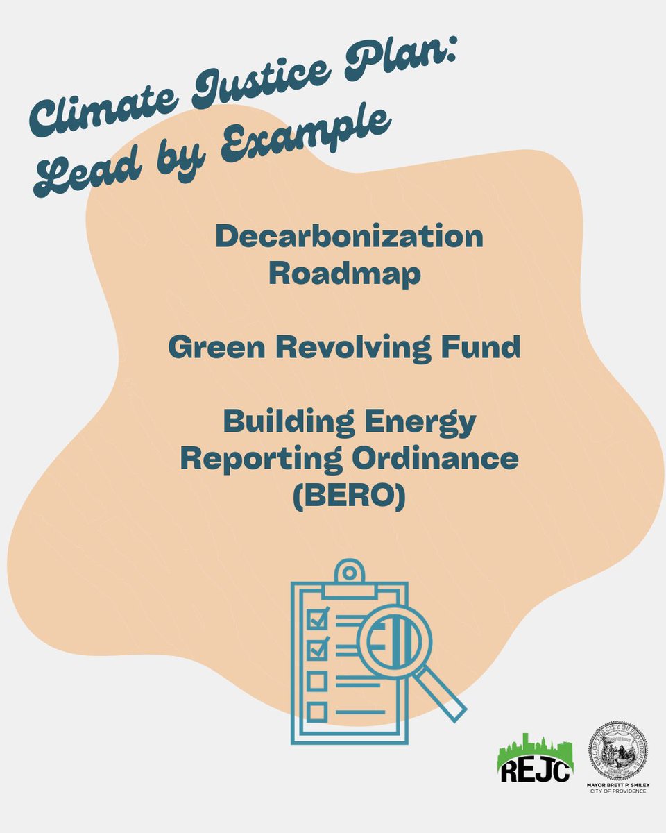 Sustain_PVD's tweet photo. Our Climate Justice Plan includes seven key sections, 20+ targets and over 50 strategies aimed at creating an equitable, low-carbon and climate resilient city. We will be highlighting one each week, starting with Lead by Example! 

🏙️ We've prioritized the elimination of fossil fuels from municipal buildings by 2040 and developed a Decarbonization Roadmap to guide us.

♻️ The City's first-ever Green Revolving Fund was signed into law by Mayor Smiley, creating dedicated funding for renewable energy initiatives to better prepare Providence for the climate crisis. 

🏢 Our Building Energy Reporting Ordinance (BERO) requires buildings to report their energy usage. The data is used to provide the public and property owners with energy consumption information to help understand how it compares to similar buildings. The goal is to help advance investments in energy efficiency that save money and reduce greenhouse gas emissions. 

📌Learn more about the Climate Justice Plan update at https://t.co/BlRIKgVcGT !