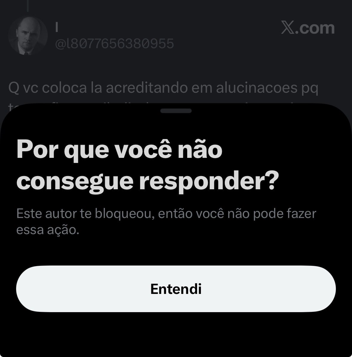Powboy5's tweet photo. @l8077656380955 @g1saopaulo Toda criança com perfil no X não gosta de ser contrariado 😴
Chega ser patético https://t.co/RzsklvGfUF
