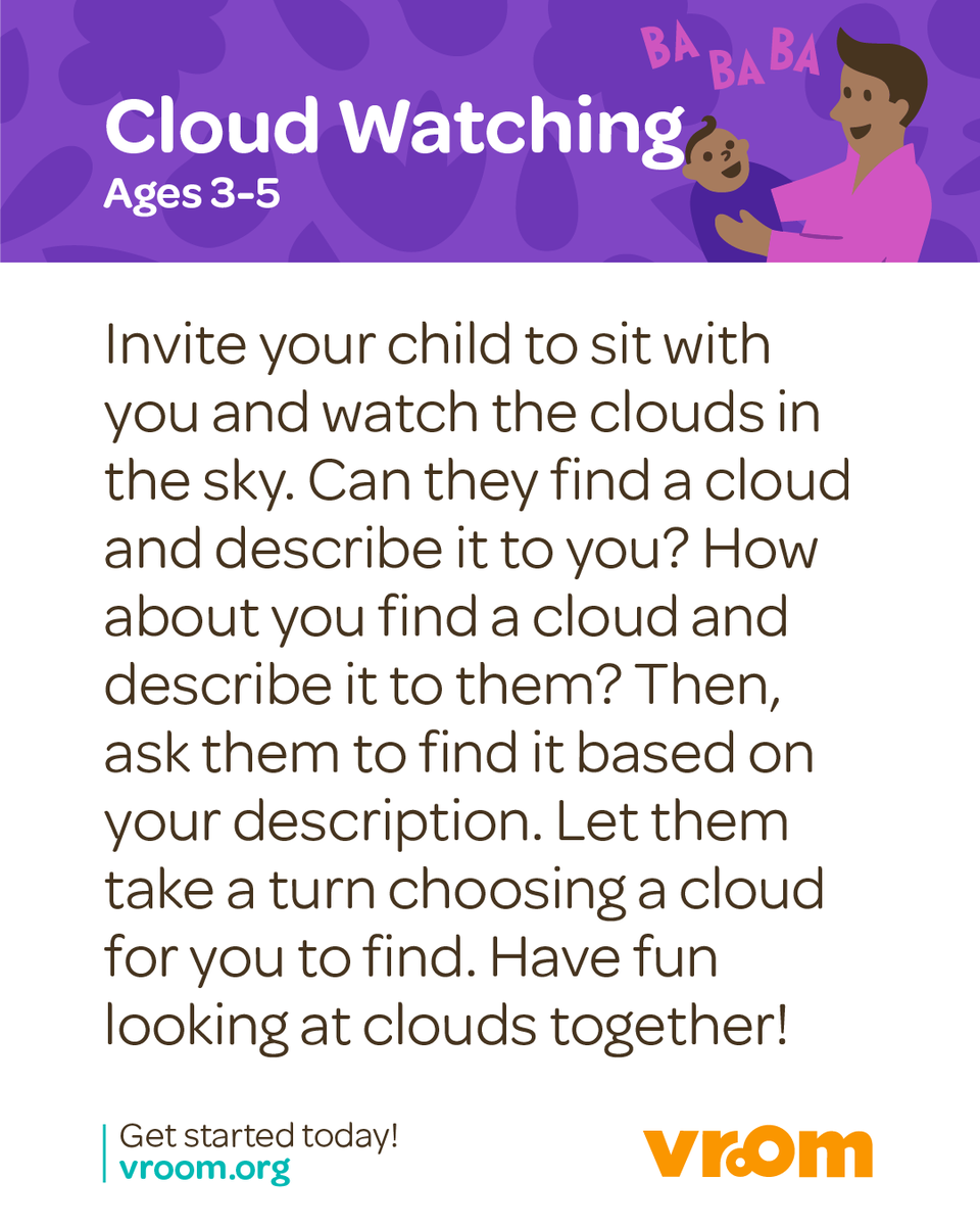 joinvroom's tweet photo. No toys needed. Just look up. ☁️ This Vroom Tip turns a lazy summer afternoon into a brain-building moment hiding in the clouds! https://t.co/4dcdTWhx8F
