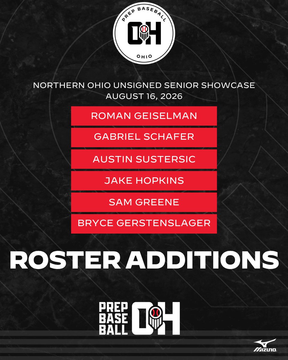 PrepBaseballOH's tweet photo. 𝗡𝗼𝗿𝘁𝗵𝗲𝗿𝗻 𝗢𝗵𝗶𝗼 𝗨𝗻𝘀𝗶𝗴𝗻𝗲𝗱 𝗦𝗲𝗻𝗶𝗼𝗿 𝗦𝗵𝗼𝘄𝗰𝗮𝘀𝗲
𝑅𝑜𝓈𝓉𝑒𝓇 𝒜𝒹𝒹𝒾𝓉𝒾𝑜𝓃𝓈

📝 Register Below:
🔗 https://t.co/lo9OZRxiZx

📆 When:
▪️ August 16
🗣️ Who:
▪️ 2027 Grads
📍 Where:
▪️ Baldwin Wallace

#BeSeen @PrepBaseball @Brandon1Single @RabantTyler23 @Noah_Merrill27 @jensen_vargo @bryce_bunner1 @jakewalt18 @ChaseHarold9 @carsonciccia @collindavis134 @marker_gavin @BlakePumper @BenjaminPi7203 @RomanGeiselman1 @RomanGeiselman1 @AustinJSports @jakehopkin37246 @Samgreene190039 @MattGert @smith_jett45314 @zac_frederick_ @Etoerek79701 https://t.co/BlNd6eqoFR https://t.co/BlNd6eqoFR