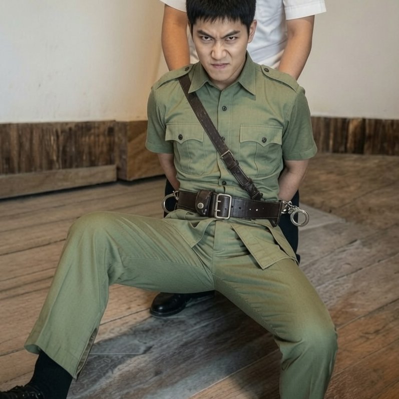yat40571's tweet photo. The chase ends in an empty unit. Rookie policeman who followed the suspicious figure is now on his knees, hands cuffed behind his back, staring down his captors.
粗心大意的香港警察尾随可疑人物。遇袭后醒来 已经是 被人摆布的 人质。
#香港警察制服 #帅警 #copuniform #copintrouble https://t.co/7SKAsvkkP6