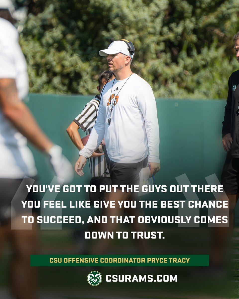 CSUFootball's tweet photo. A playbook isn't enough.

An offense works when details are stressed and talent cultivated. Pryce Tracy will use the full extent of camp to bring the offense to life 🐏

📝https://t.co/PNgx3e8AUE https://t.co/McYgGgYaSc