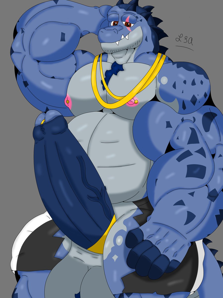 Lasanchonsfw's tweet photo. Very big croc that broke his shorts https://t.co/z6mRkBo4Il