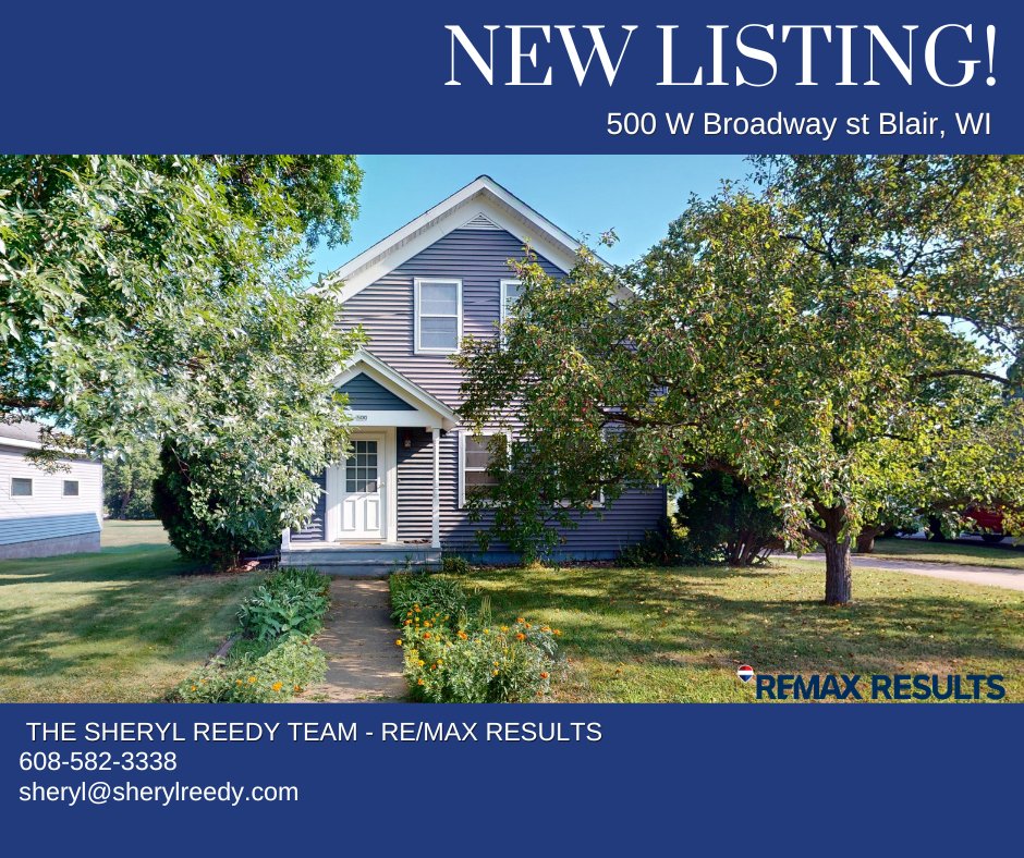 SherylReedy's tweet photo. 🏡 NEW in Blair, WI!

📍 500 W Broadway St
💲169,900
🛏 4 Bedrooms | 🛁 1.5 Baths
9' ceilings, main-floor bedroom, large kitchen, formal dining room, private balcony, garage &amp; a big backyard with gardens and fruit trees!
🎥 Tour: https://t.co/d3tpkF5itE
#BlairWI #RealEstate https://t.co/uGVrxBvY3I