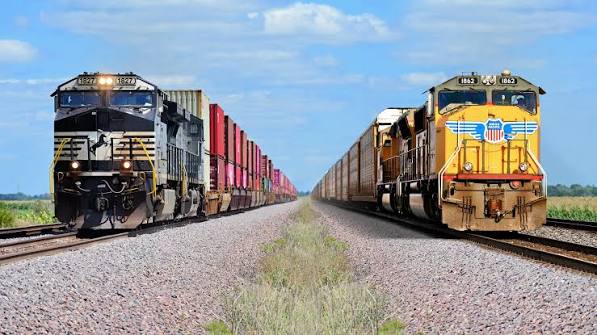 emilykmay's tweet photo. In the spirit of my current techno-pessimism, I would rather the Union Pacific/norfolk southern railway merger happen and reduce the number of semi-trucks on the road than move to driverless semi-trucks. 

we can either give trucking jobs to robots or human railroad workers. https://t.co/lDEujTGGOy