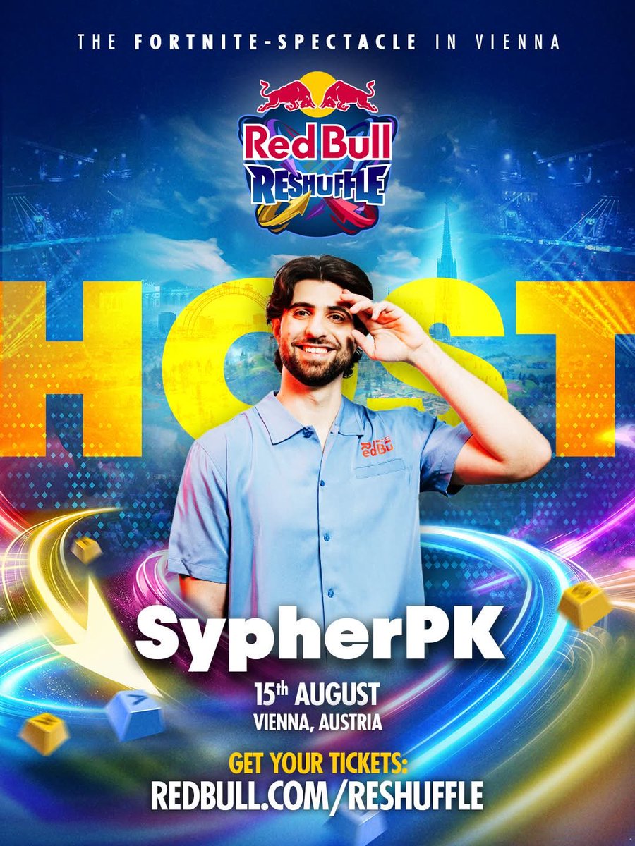 SypherPK's tweet photo. Vienna, I’m coming! 🇦🇹🔥 See you at Red Bull ReShuffle on August 15th! 👀 @redbullgaming https://t.co/ZioL0tMnX4