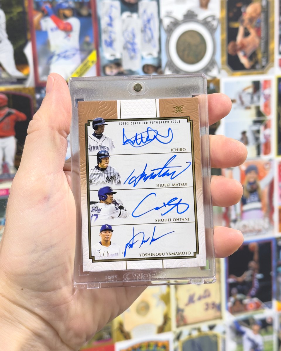 Topps's tweet photo. Four Japanese baseball icons all signed this card 🇯🇵 https://t.co/cKveo3lqGq