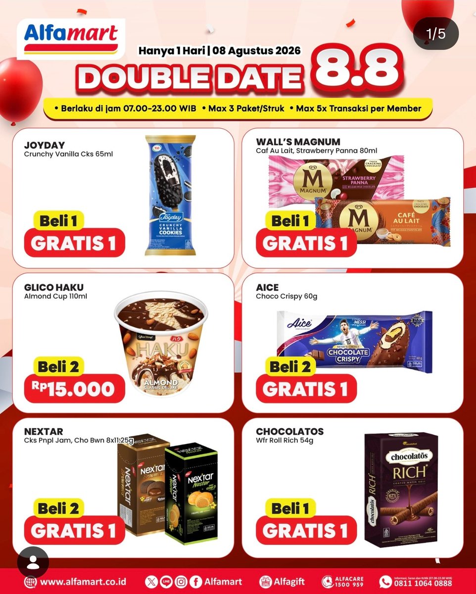 kimmyexp's tweet photo. BUY 1 GET 1 ALFAMART 8.8

📍cuma hari ini (8 Agustus 2026)
📍bisa langsung ke toko & via alfagift
📍Berlaku jam 07:00-23:00
📍maksimal 3item per trx
📍maksimal 5x trx per member

Khusus Member & Alfagift

garap ini nanti😻 combo vocer alfamart x shopee hasil flashsale 😻 (bisa tumpuk 3x voc di app alfagift)