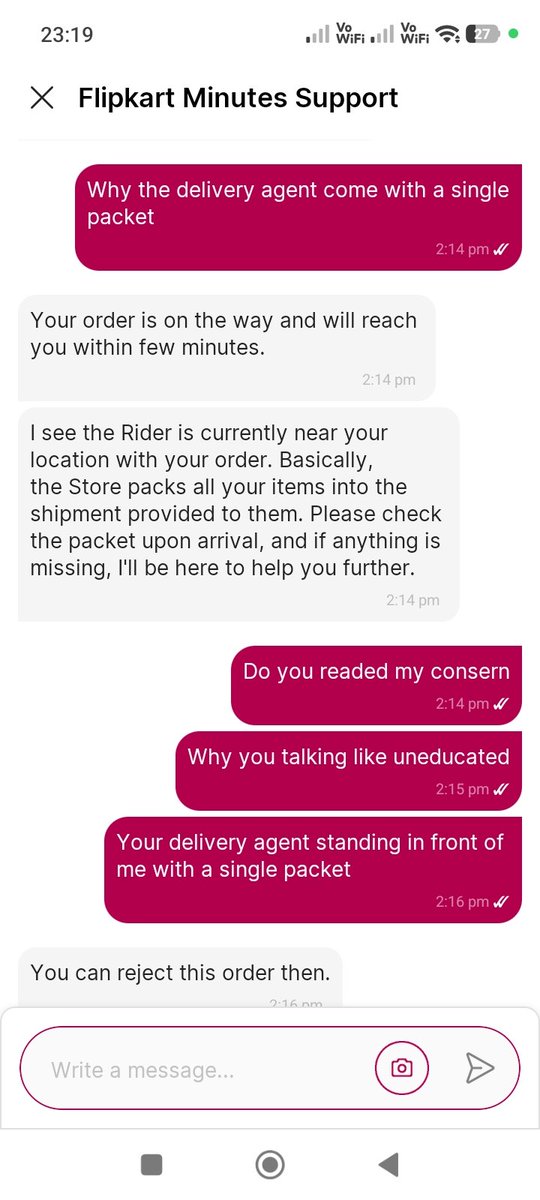 kumarkeshav44's tweet photo. @Flipkart @ConsumerReports  @consumercourtin 
I have ordered a product from @Flipkartminutes and his delivery boy comes with shorted item to delivery, when i ask about then they told me we don't have avlable, then i ask him why you come to delivery if flipkart have not available https://t.co/Z3xJChEyci