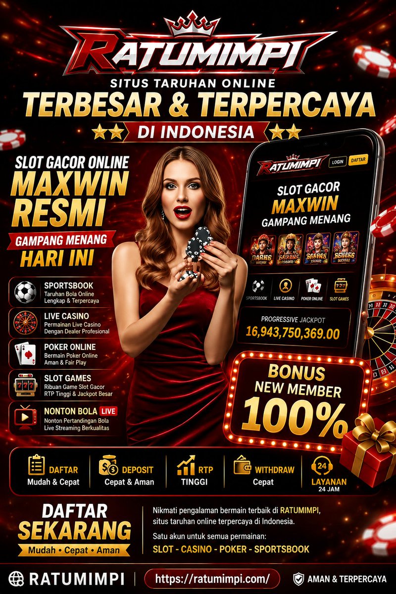 Ratumimpi1's tweet photo. RATUMIMPI hadir dengan pilihan hiburan digital seperti slot, poker, live casino, dan sportsbook. Nikmati akses platform yang mudah dengan informasi fitur lengkap. Gunakan secara bijak dan bertanggung jawab.

https://t.co/t0arloSb3J 

#Ratumimpi #LiveCasino #PokerOnline #indonesia https://t.co/0fEJ7b3hW1