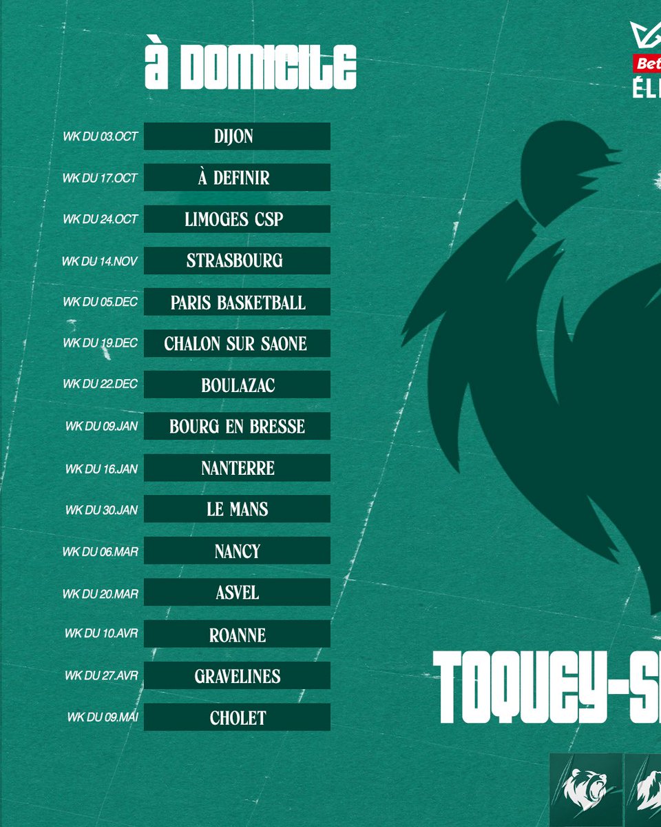 EBPLO's tweet photo. 𝐋𝐄 𝐂𝐀𝐋𝐄𝐍𝐃𝐑𝐈𝐄𝐑 𝐃𝐄 𝐋’𝐄𝐋𝐀𝐍 𝐁𝐄𝐀𝐑𝐍𝐀𝐈𝐒 - 𝐁𝐄𝐓𝐂𝐋𝐈𝐂 𝐄𝐋𝐈𝐓𝐄 𝟐𝟔/𝟐𝟕

Voici le calendrier officiel de nos Bearnais pour cette saison, 26/27 en @betclic_elite https://t.co/tzceOrEEPA