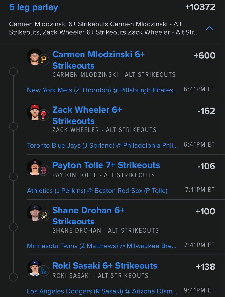 babyparlay2211's tweet photo. +10372 #MLB STRIKEOUTS 🔥⚾

@Playbook (link to tail in comments 🔗) https://t.co/1oIZuwLdag