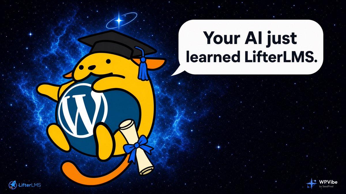 johnturner's tweet photo. We are kicking off the "Works with AI" partner program with @lifterlms.

LifterLMS 10.1 exposes its courses, lessons, enrollments, memberships, pricing, and progress to AI assistants through the WordPress Abilities API.

We built eight WPVibe recipes on top of it, then gave every one to a fresh AI that knew nothing about LifterLMS beyond what the plugin describes.

Every recipe failed somewhere. Three would have failed silently. One would have created duplicate accounts. One would have reported that nobody was falling behind, forever.

We fixed them, then re-ran the tests with different assistants.

That is what "Works with AI" should mean: not just technically possible, but tested and supported.

Link below  👇