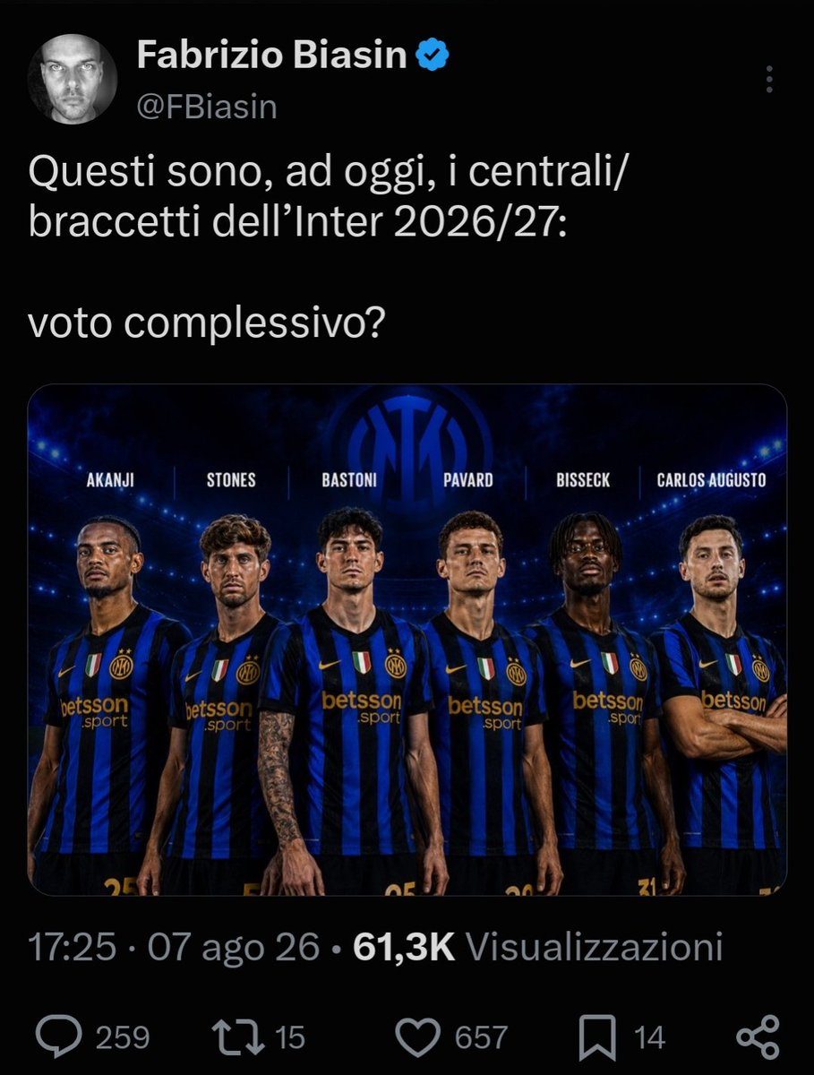 Santo__Jj's tweet photo. 🔴 I vostri centrali di difesa sono: La Russa, Viola, Butti, Viglione, Gravina e Chiné. 

Voto complessivo? La Radiazione! 

#Inter #Anala #FarabuttiDal1908 https://t.co/oXErAdqSKm