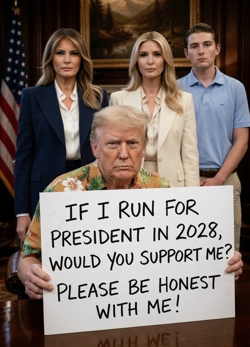 Samantha9scez's tweet photo. If Donald Trump ran for President again in 2028, would you support him? 

 A. Yes, absolutely 

 B. No  

C. Undecided https://t.co/s6pBKPU9NK