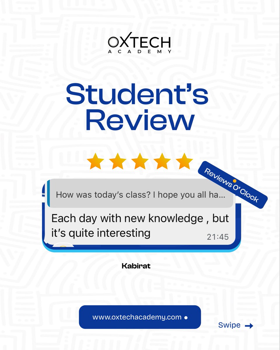OxtechAcademy's tweet photo. One week into Wave 01, and the feedback has been amazing!
This is what we set out to build: real learning that sticks.
Thinking about the scholarship? Take this as your sign to go for it. Your seat is waiting!
#OxtechAcademy #LearnTech #TechSkills #DigitalSkills https://t.co/YZM3n0PpAi