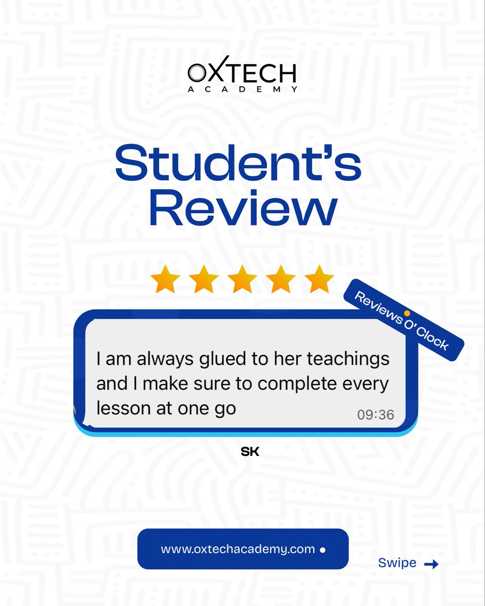OxtechAcademy's tweet photo. One week into Wave 01, and the feedback has been amazing!
This is what we set out to build: real learning that sticks.
Thinking about the scholarship? Take this as your sign to go for it. Your seat is waiting!
#OxtechAcademy #LearnTech #TechSkills #DigitalSkills https://t.co/YZM3n0PpAi