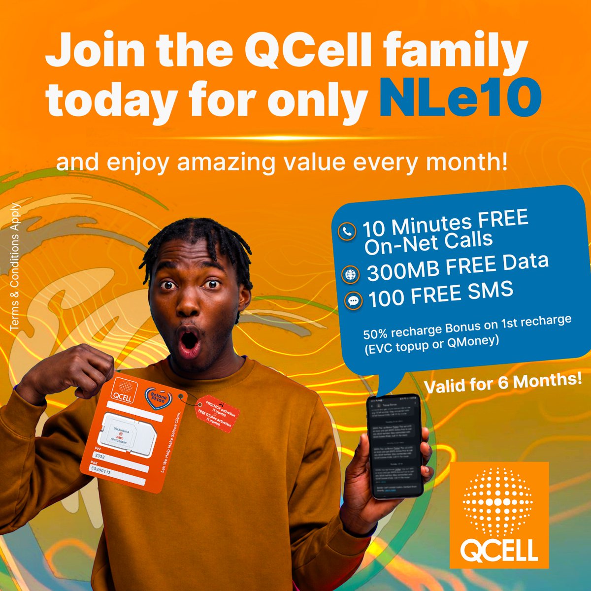 QcellSL's tweet photo. A small price. BIG rewards!
There's never been a better time to join the QCell family.
Visit your nearest QCell shop or authorized dealer today.
Follow the QCell Salone 🇸🇱 Pride channel on WhatsApp: https://t.co/Yl85nKrkRt
#QCellSL #NewSIM #StayConnected #MoreForLess https://t.co/OeGi1ToIwc