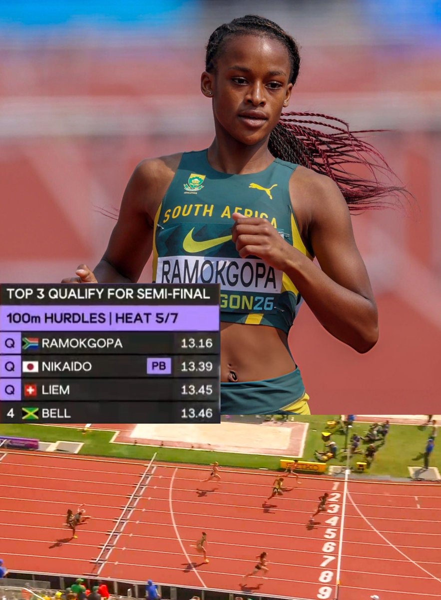 TrackGazette's tweet photo. Tumi Ramokgopa 🇿🇦 clocked a time of 13.16s to win her 100mH heat at the World U20 Championships in Eugene. https://t.co/VnD52MP39F