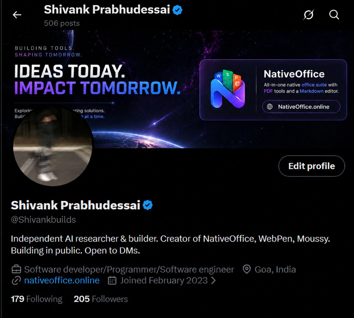 Shivankbuilds's tweet photo. Went from 0 to 100 followers in 5 days Then 100 to 200 in just 2 days
Excited to see when I hit 300
If you're into tech, AI or startups, Let's connect!😊🤝 https://t.co/R6mymPveHx