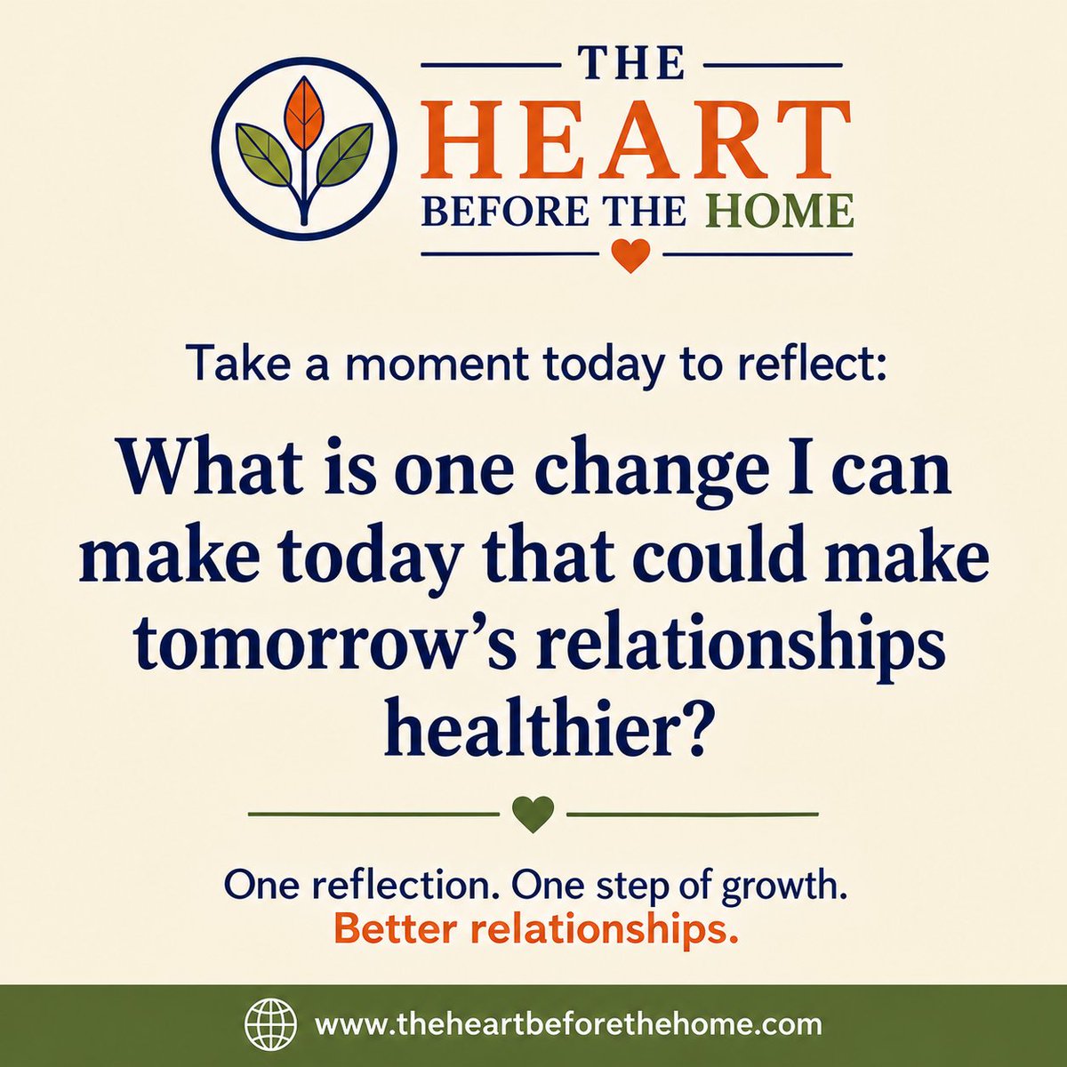 HeartB4Home's tweet photo. Are you waiting for someone else to change while overlooking the changes your own heart needs?
Real growth begins when we focus less on others and more on our own attitudes, words, and responses. #HeartReflection #PersonalGrowth #HealthyRelationships #SelfReflection https://t.co/7aOQF8iSTW