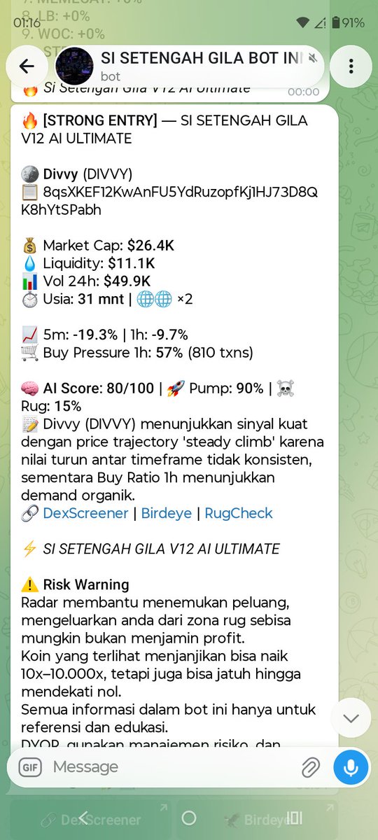 YoliTradingBot's tweet photo. 5.95 📈📈📈
Always call from bot 🤑 

$DIVVY 

8qsXKEF12KwAnFU5YdRuzopfKj1HJ73D8QK8hYtSPabh

#memecoin #coinmeme #solana #solanatoken #tradingbot https://t.co/5gvSXuwzLY