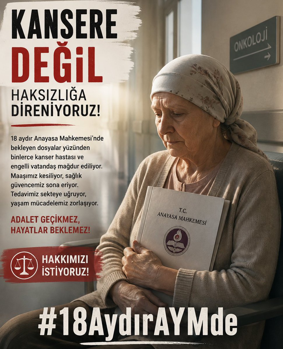 NaezLi's tweet photo. Kanser tedavisi gören, diyalize giren, ağır engelli raporu bulunan vatandaşlar Engelli Emeklilik hakkı için mücadele ediyor. Adalet geciktikçe mağduriyet büyüyor. #18AydırAYMde https://t.co/HYsDdmGSpY