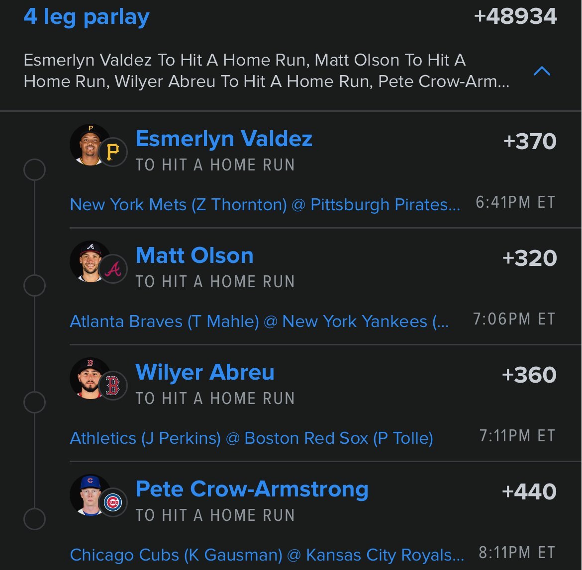 babyparlay2211's tweet photo. HOME RUN HITTERS LOTTO #MLB 🔥

@Playbook (link to tail in comments 🔗) https://t.co/YLDvd5yYOk