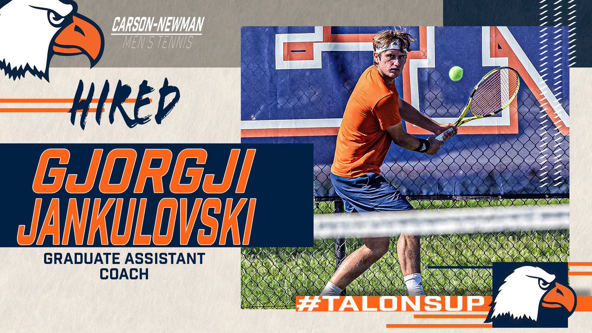 CN_Eagles's tweet photo. There's a familiar face coming to Mossy Creek 🔥

Gjorgji Jankulovski named graduate assistant coach for tennis!

#CNmt x #Talonsup

📰https://t.co/fZjandcnjx https://t.co/wNxoCFSHZG
