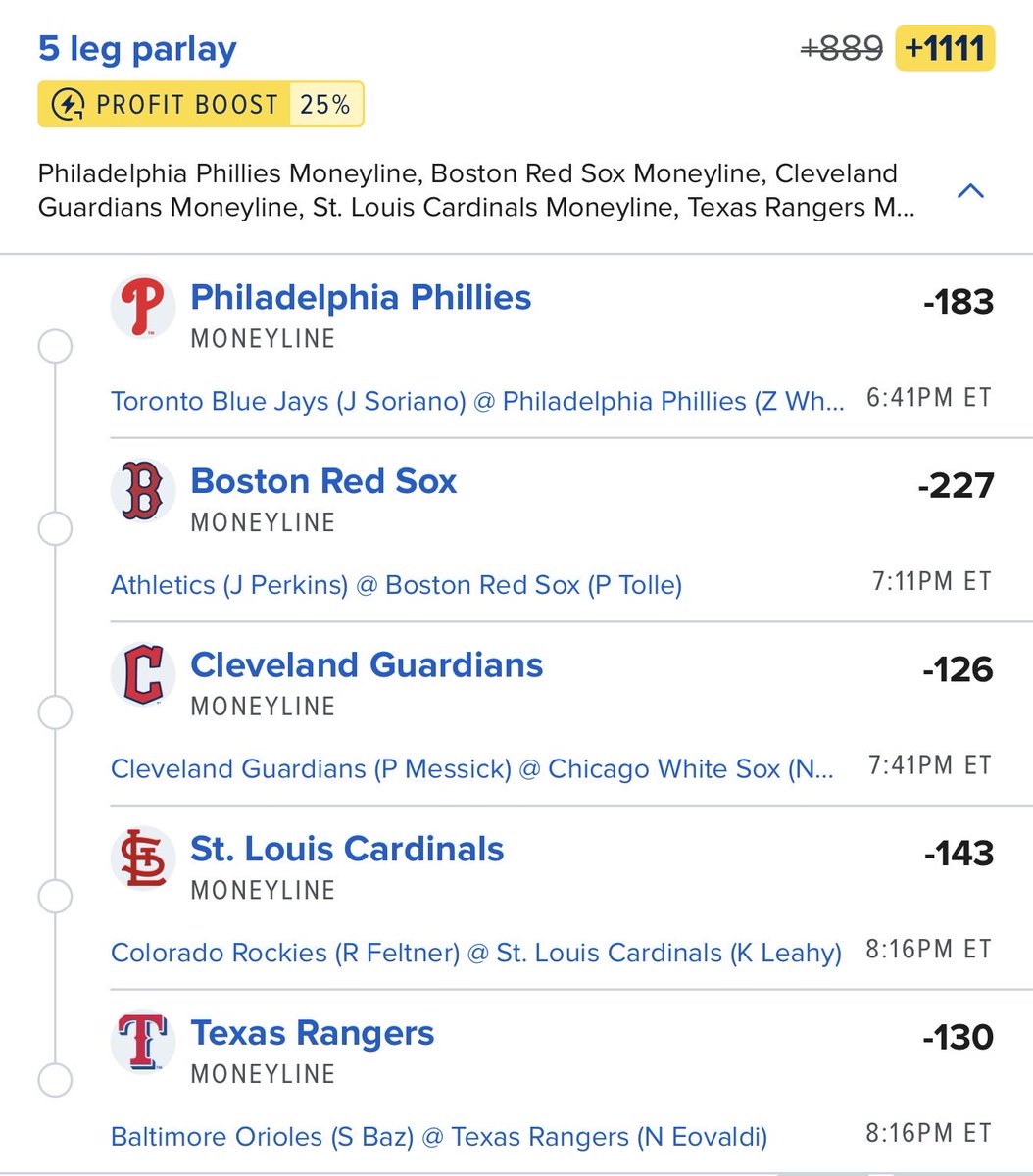 onlyparlays's tweet photo. Friday Night Baseball ML Parlay (+1111) ⚾️💎 https://t.co/eGm9fwnLsC