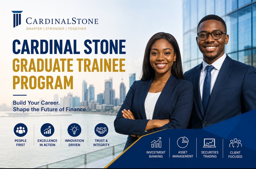 JobsLever's tweet photo. Cardinal Stone Graduate Trainee Program https://t.co/8PLwtA5dZZ https://t.co/wpCCqa3g4Y