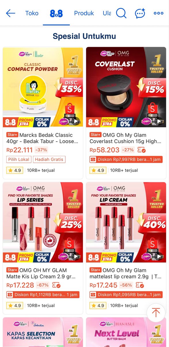 shilliates's tweet photo. lagi lagi nemuin toko makeup lengkap banget dengan harga yang murahnyaaa itulohhh BIKIN KALAPPP BANYAK PROMO NYAAA‼️😭💯
lengkap banget guys literally ✨apa lu butuh? gua ada.✨
JANGAN KETINGGALAN CHECK OUT SHOPEE 8.8‼️
➡️ https://t.co/vgcnGnkRKu
#makeup #rekomendasi #shopee https://t.co/d7u2c2WNye