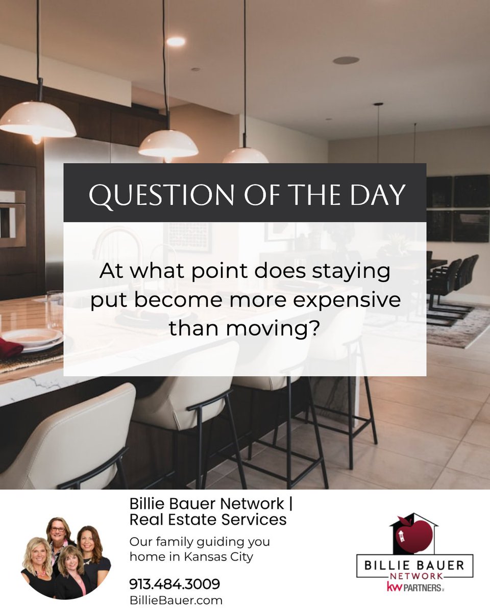 KCREALTOR_Bauer's tweet photo. Many homeowners think about the cost of moving, but not the cost of staying.

Ask yourself:
💰 Is maintenance too expensive?
📍 Does the location still fit your lifestyle?
🏠 Do you have too much or too little space?
📈 Could your equity be working harder elsewhere? https://t.co/v1DOR2Dxfs