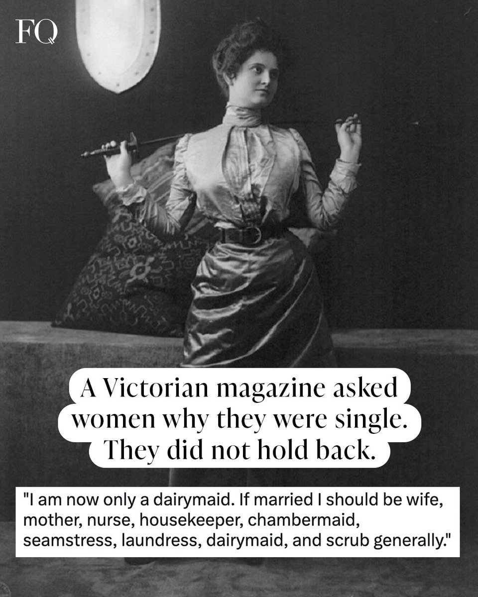 femalequotient's tweet photo. In 1889, a Victorian magazine asked unmarried women why they were single. Swipe through to see their responses ... they did not hold back! 🤣 https://t.co/u3yG2sgmgm