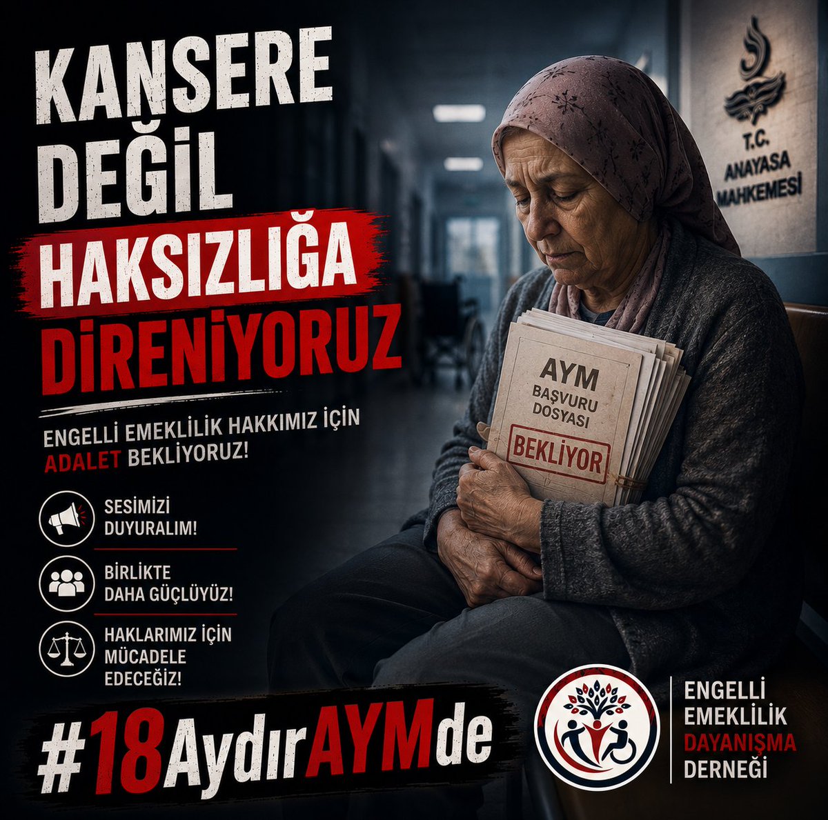 NaezLi's tweet photo. Engelli Emeklilik konusunda verilecek karar, sadece bugünü değil gelecekte benzer durumda olacak binlerce insanı da ilgilendiriyor. #18AydırAYMde https://t.co/bH5D218xq5