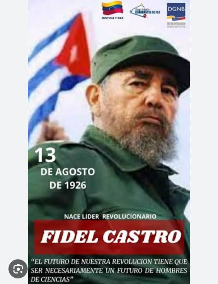 GertrudisL12350's tweet photo. #FidelEsFidel Muchos años de Paz y Victorias, llevan todos tú nombre, Fidel, porque los hombres que forjan la historia cumplen años cada amanecer #FidelPorSiempre
#CubaPorLaPaz #CubaCoopera https://t.co/RhPwIVDlzF