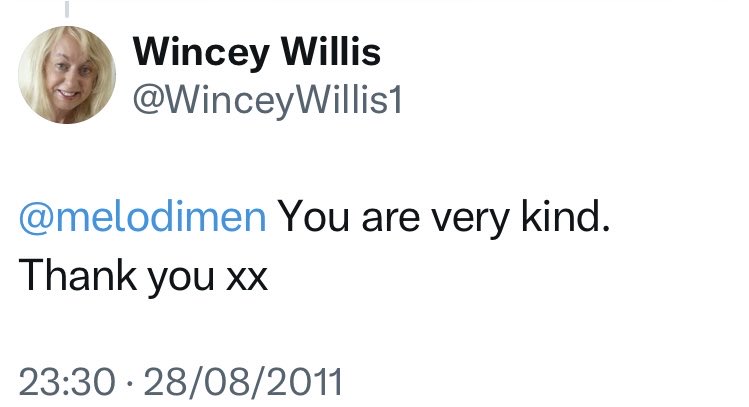 melodimen's tweet photo. @Starfilter1_dmc What A Treasure! And it’s the late Wincey Willis’ birthday tomorrow. #stoptheclock https://t.co/lwZdEwqQNl