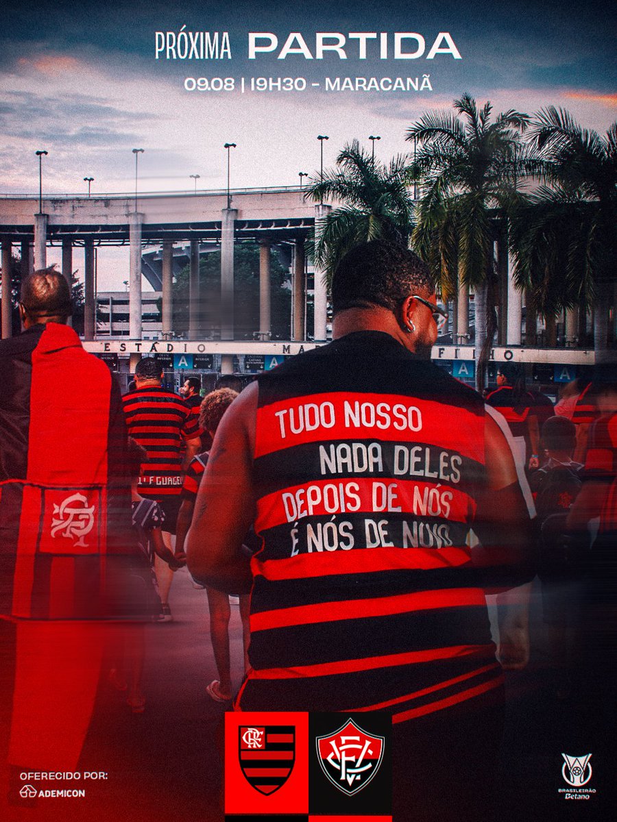 Flamengo's tweet photo. 🇧🇷 @Brasileirão - 22ª Rodada
🆚 Vitória
🏟️ Maracanã
⏰ 19h30

#PróximaPartida https://t.co/kjEvoOSJkR
