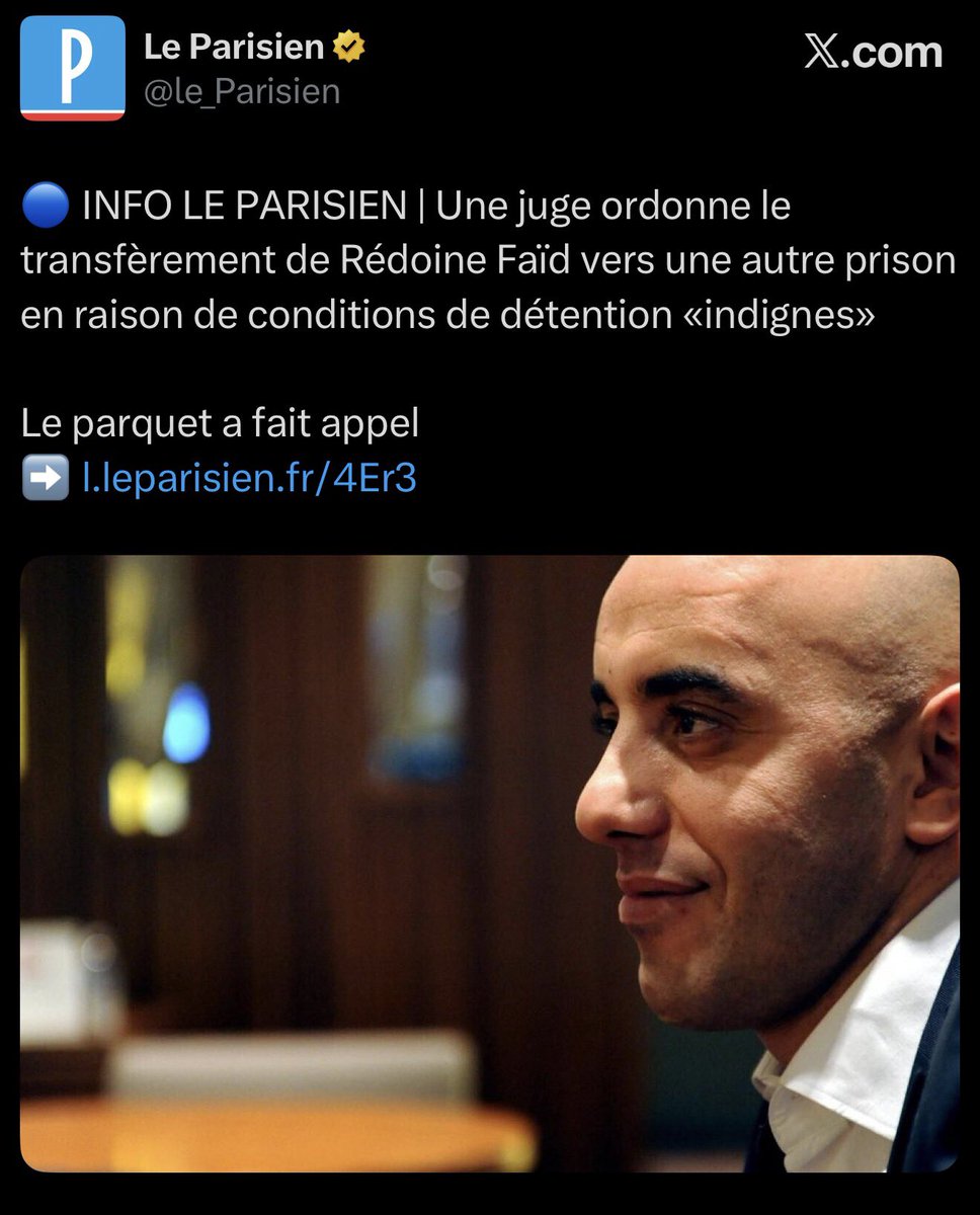 mvalet_officiel's tweet photo. J’ai visité, en tant que parlementaire, la prison de haute sécurité de Condé-sur-Sarthe.

Elle est toute neuve, toute propre et de dernier cri. Pour moi, elle est très bien !

Donc il faut arrêter les conneries : ça s’arrête quand, ce genre de décisions laxistes biberonnées par l’idéologie d’extrême gauche ? C’est écrit en notre nom en plus.

Son avocat demande : « Quel est l’avenir pour un détenu qui n’a aucune perspective ? Si on ne l’emmène pas vers la réinsertion, qu’en fait-on ? »

Ben ça tombe bien : quand on a un pedigree criminel comme le sien, la perspective, c’est de finir le reste de sa vie en prison !

Et son avocat s’émeut des parloirs derrière une vitre parce que, bichette, il ne peut pas serrer sa famille dans ses bras ?

Alexis, lui, ne peut plus serrer sa maman dans ses bras depuis qu’il a 14 mois.

Sa maman, c’était Aurélie Fouquet, policière municipale tuée à Villiers-sur-Marne en 2010 lors d’un braquage commis par un commando lourdement armé.

Rédoine Faïd a été condamné pour son rôle d’organisateur dans ce braquage qui a coûté la vie à cette policière.

Alors avant de pleurer sur le sort des criminels, ayons une pensée pour leurs victimes et leurs familles.

Elles, certaines condamnations, elles les subissent à perpétuité.

J’espère qu’en appel, la justice reviendra sur cette décision irresponsable et révoltante.