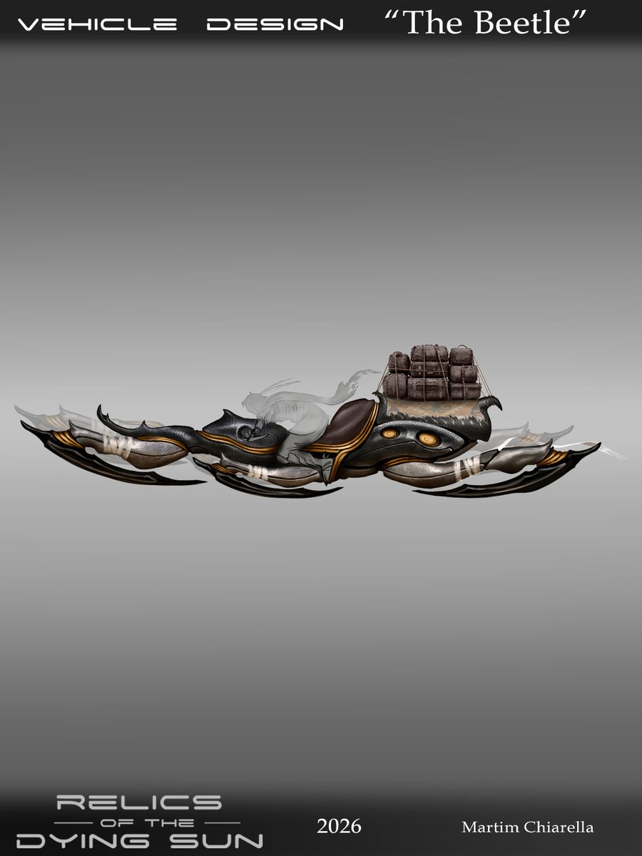 MartimChiarella's tweet photo. Introducing the desert vehicles "Falcon", "Wasp" and "Beetle"
Vehicle design explorations for "Relics of the Dying Sun", a personal sci-fantasy game project.
#ConceptArt #VehicleDesign #GameDev #VisDev #SciFantasy #IndieGame https://t.co/LHmB2sXfi5