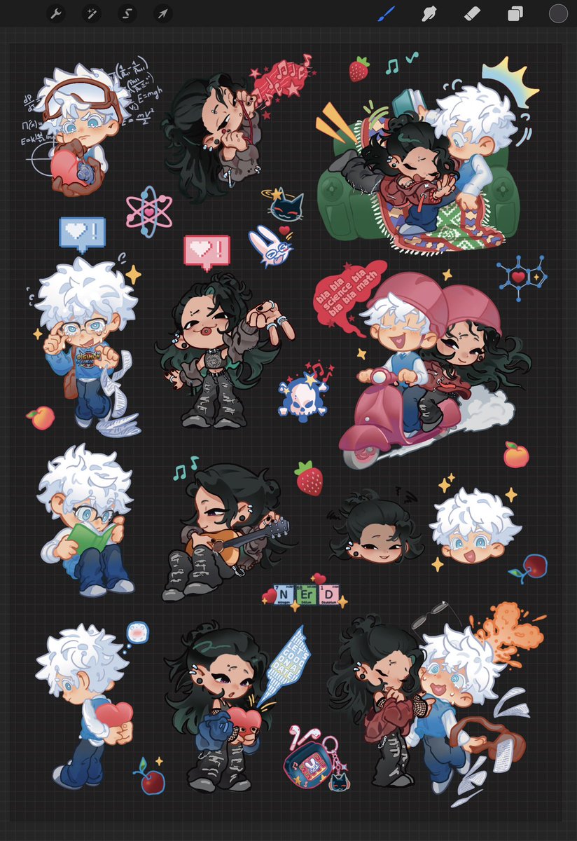 Djuney9's tweet photo. Mini satosugu stickerpack with nerdjo and altguru🧪🖤

#五夏 https://t.co/LPcIJqGSgg