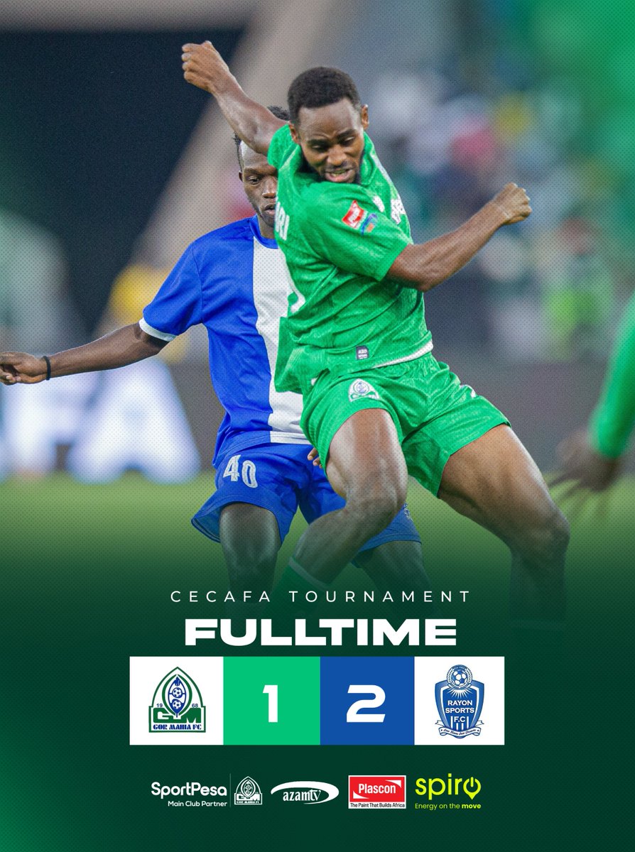 OfficialGMFC's tweet photo. 🟢 I MATCH RESULTS

FT: Gor Mahia 1 - 2 Rayon Sport 

Fought to the last whistle but it wasn't our night.

#Sirkal | #SportPesaNaGor https://t.co/iBmylHIYPk