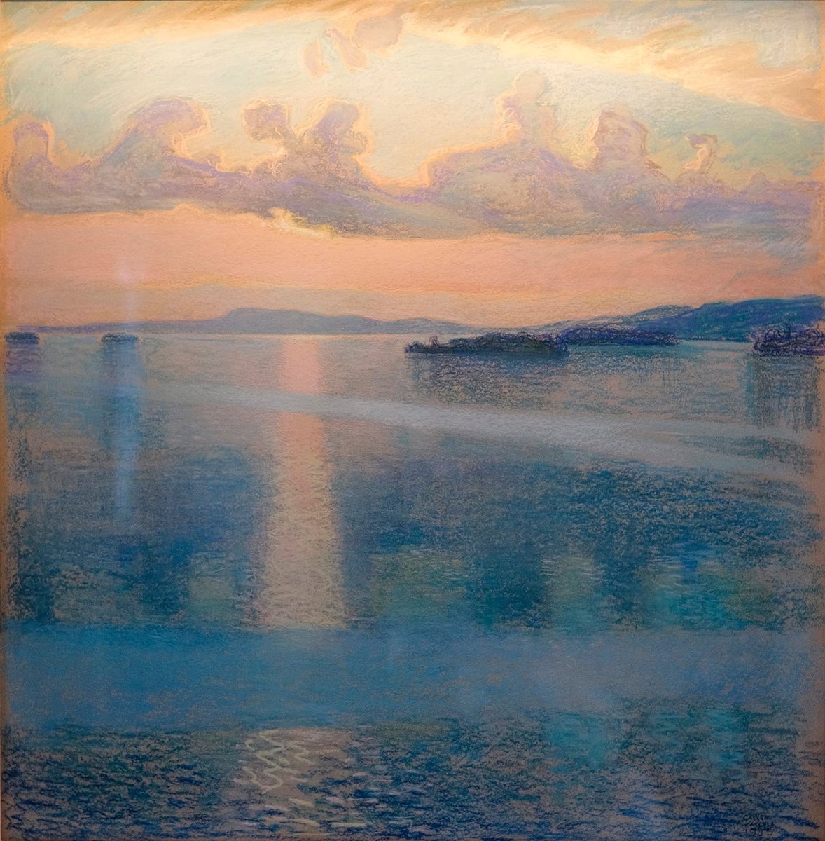 Estetism_jp's tweet photo. アクセリ・ガッレン゠カッレラ（フィンランド、1865〜1931）『湖畔の風景』（1915年） https://t.co/9mbgR50DBz