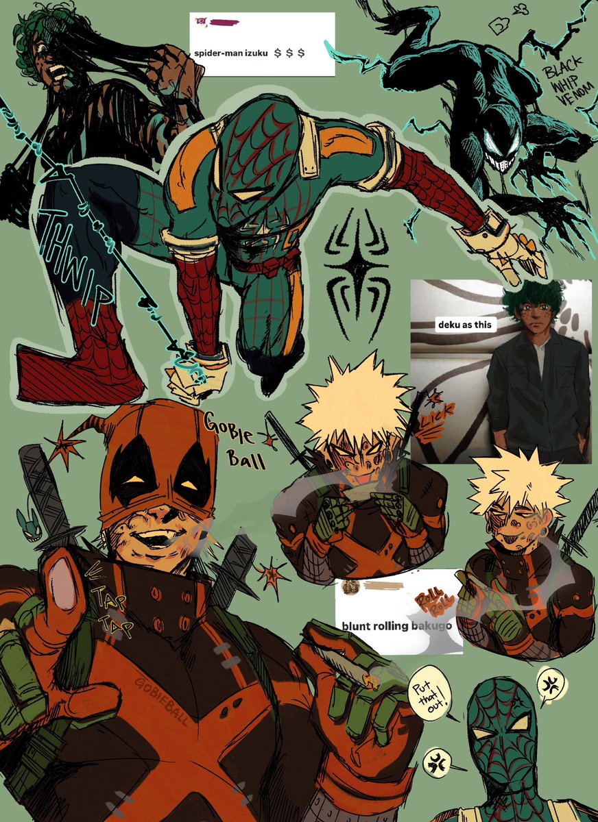 gobieball's tweet photo. spider-man deku and deadpool bakugou ‼️ insta requests https://t.co/FiosW8nsT9