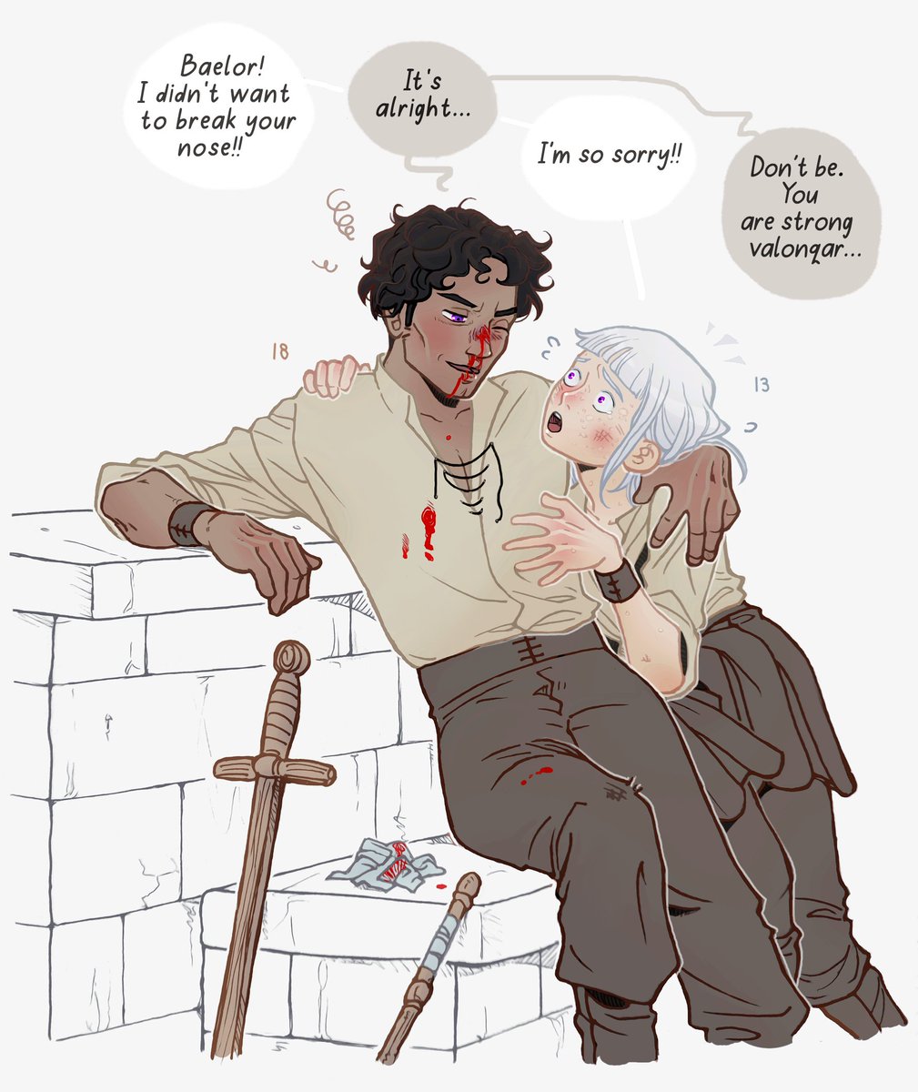 NamiYouffie's tweet photo. since Baelor's nose was broken twice, let's imagine Maekar had a hand in it (at least once) during an intense training 😋 #baekar #hammeranvil https://t.co/Q3COiA2D8k