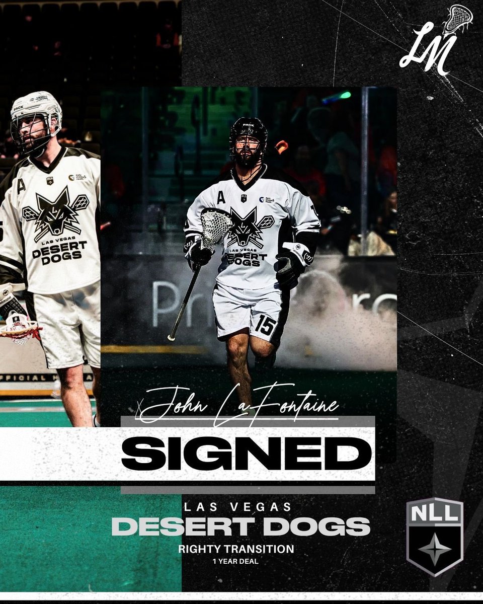 loosemesh's tweet photo. John LaFontaine is back for a 15th NLL season, signing a one-year deal with the Las Vegas Desert Dogs.

#nll #lacrosse #boxlacrosse #growthegame https://t.co/8Yn6OKwkY6