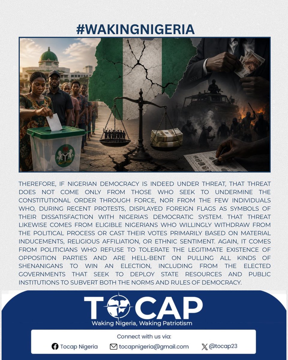 tocap23's tweet photo. NIGERIA'S FLAWED ELECTORAL DEMOCRACY AND ITS GROWING THREATS. IV

By: Lateef Abiade

Steven Levitsky &amp; Daniel Ziblatt, authors of How Democracies Die: What History Reveals About Our Future, devote one chapter to the theme of "Subverting Democracy." https://t.co/wSy99TXUy3