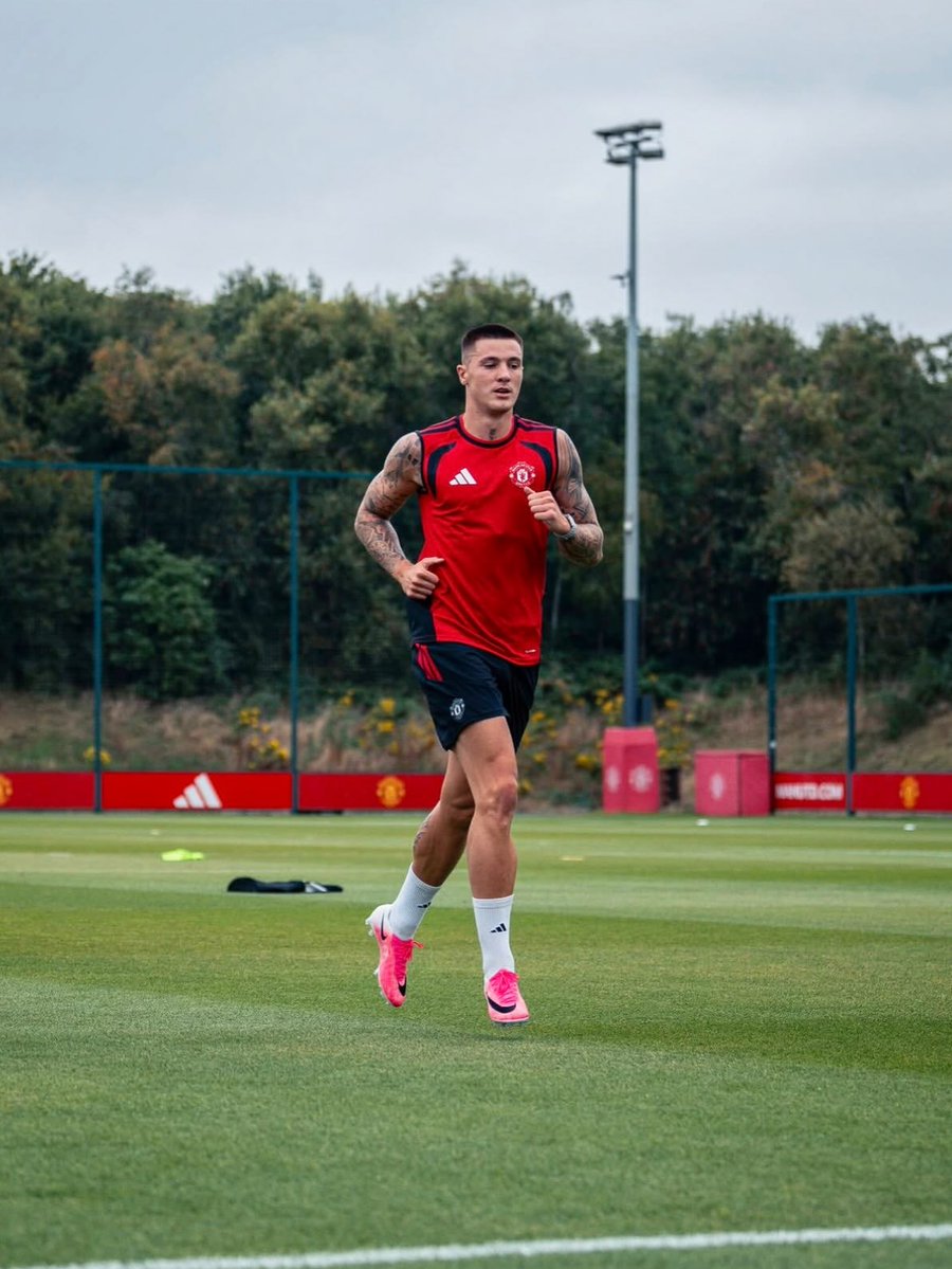 UnitedStandMUFC's tweet photo. 🚨 Benjamin Šeško remains on track to be fit for the start of the season, so there is no reason for #mufc to panic.

The striker has been stepping up his rehabilitation work at Carrington. 

[@StevenRailston] https://t.co/nxyulUHVpa