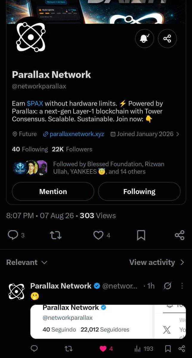 Tokenized99's tweet photo. @networkparallax JUST IN: Parallax Network blue badge is back. They have successfully resubbed. https://t.co/qMc2OClTox