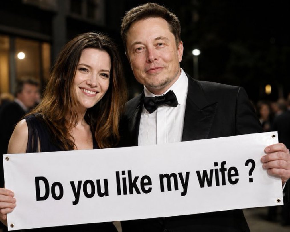 kittytwitpic's tweet photo. Elon Musk has a question for X... 👀
Do you like my wife? ❤️😂

A) Yes 🟢 

B) No 🔴 https://t.co/F1VJXolGRt